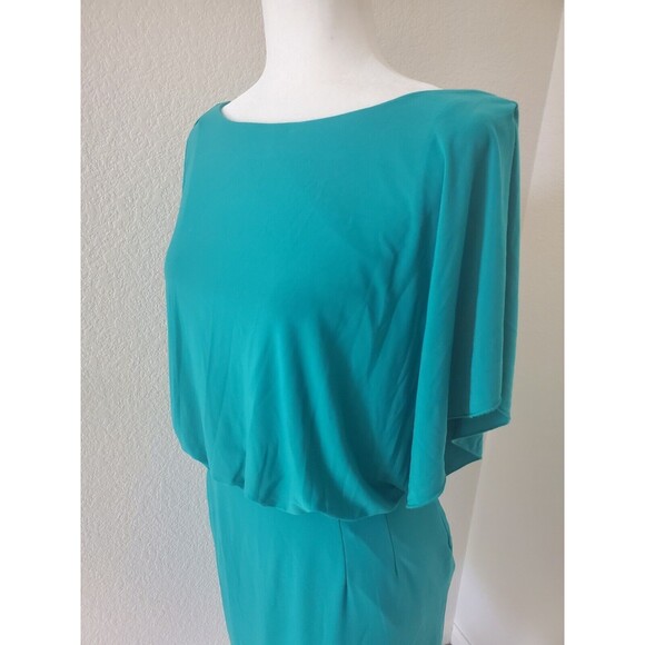 Jessica Simpson Size 4 Woman's Turquoise Blue Green Dress Flutter Sleeves Drape - Picture 4 of 8